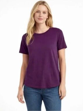 NWT Universal Standard Womens Crew Neck Short Sleeve Tee Rex Top Eggplant 18-20